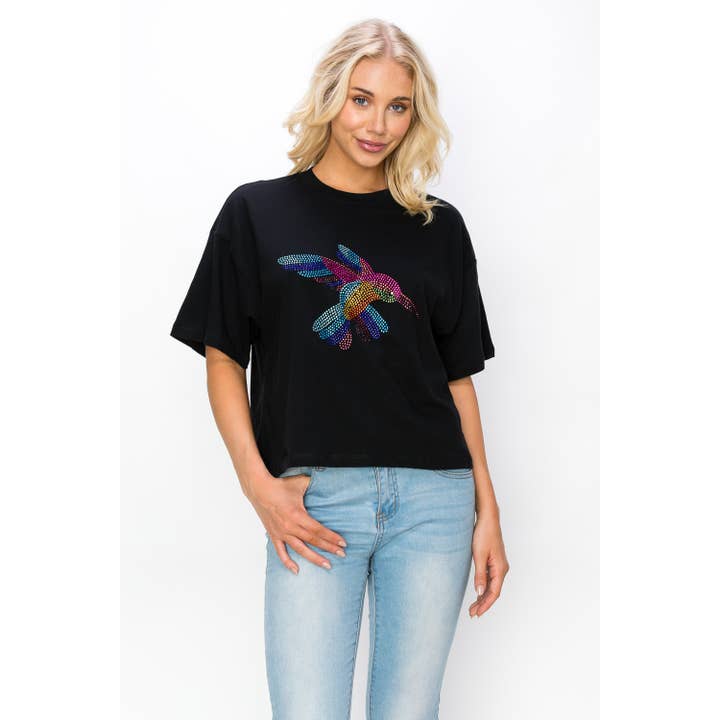 Hummingbird Tee w Rhinestones for wholesale by Maryclan