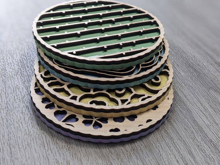 Chikai Shop - Venta al por mayor Posavasos - Juego de posavasos con motivos japoneses de 4 colores pastel4