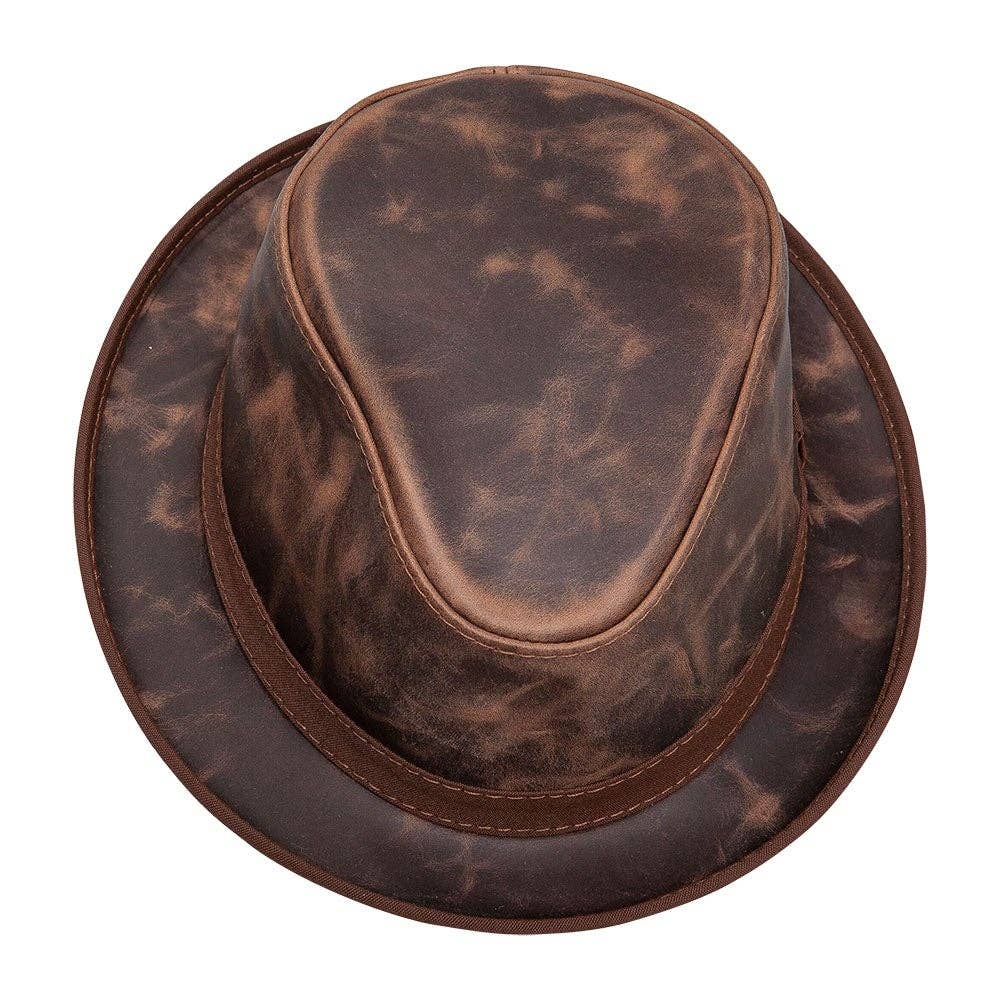 American Hat Makers - Wholesale Fedora - Unisex - Trilby Genuine Leather Fedora Hat - Style Soho9