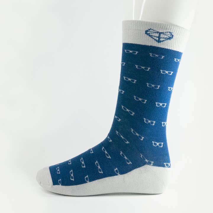 Chaussettes pour hommes, motif de lunettes de soleil bleues et grises pour la vente par Fern House Collective