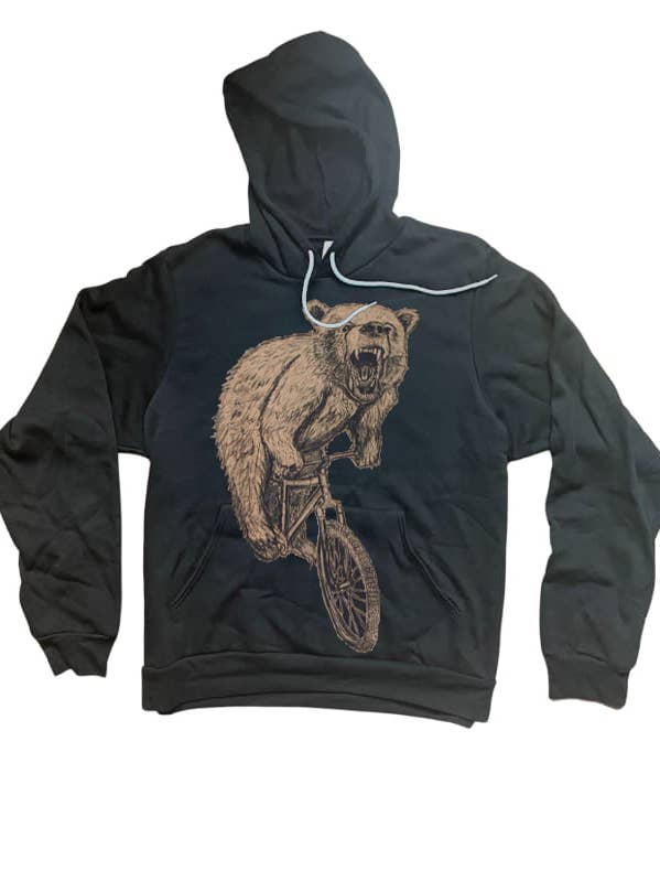 Bear on a Bicycle Hooded Sweatshirt for wholesale by Dark Cycle Clothing