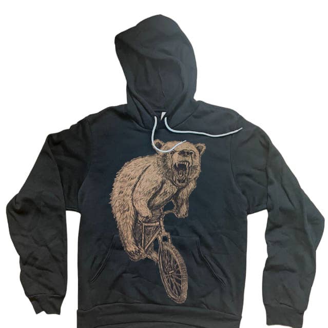 Bear on a Bicycle Hooded Sweatshirt for wholesale by Dark Cycle Clothing