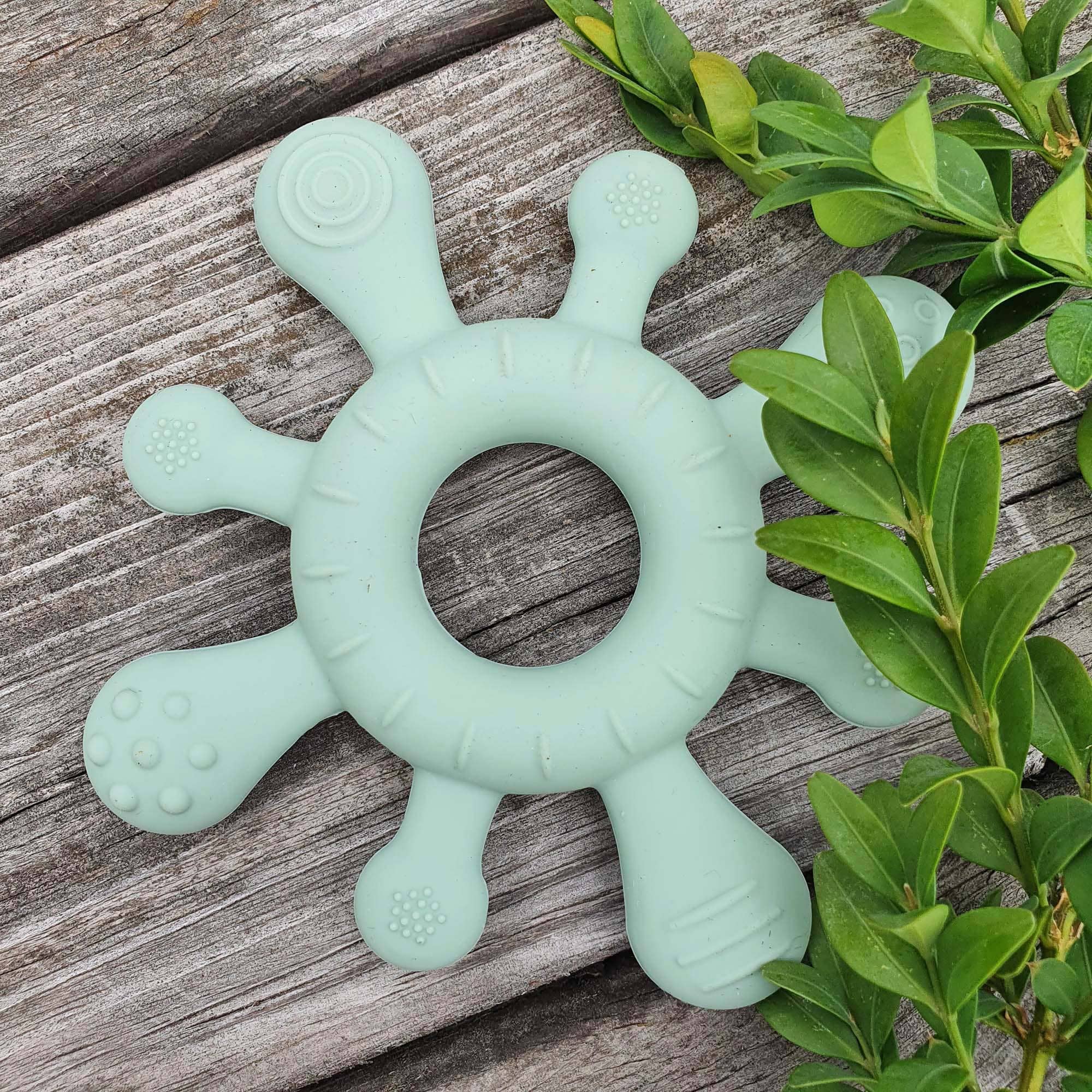 Summerville organic – Mordedor - Bebé por atacado – Mordedor de silicone para bebê Coral cameo verde4
