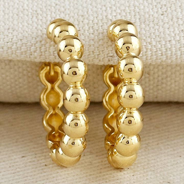 18k vergoldete 28mm Creolen mit Perlenbesatz für den Großhandel von GoldFi