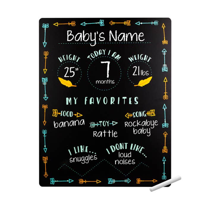 Kate & Milo - Wholesale Milestone Age Block - Kids & Baby - Baby Arrows Photo Prop Milestone Chalkboard