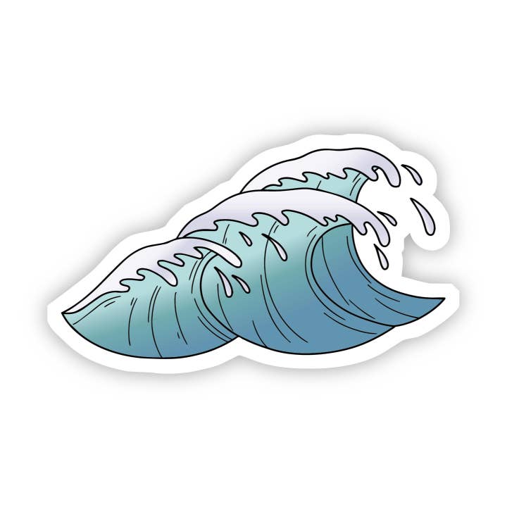 Light Blue Waves Beach Aesthetic Sticker for wholesale by Big Moods