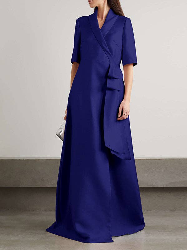 UZ Wholesale Store - Wholesale Gown - Women's - Solid Color Split-Joint Loose V-Neck Maxi Evening Dresses3