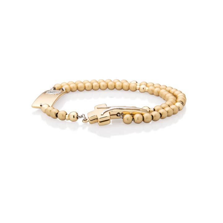 Magnificat Rosalet® - Round Matte Gold Beads, Shiny Gold Pater Beads, Modern for wholesale by Ghirelli Rosaries