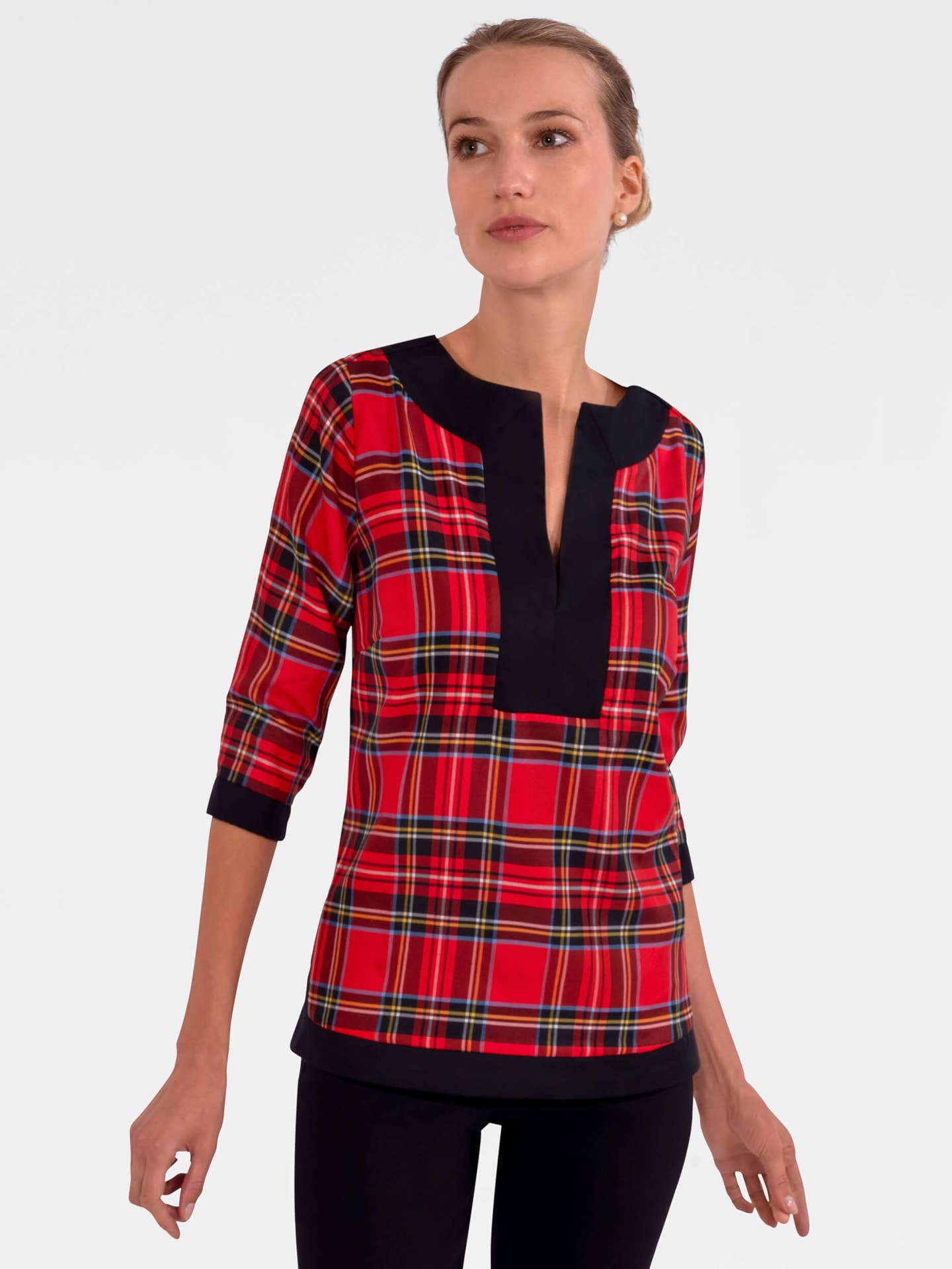 Red Multi Split Neck Tunic - Duke of York for wholesale on Faire0