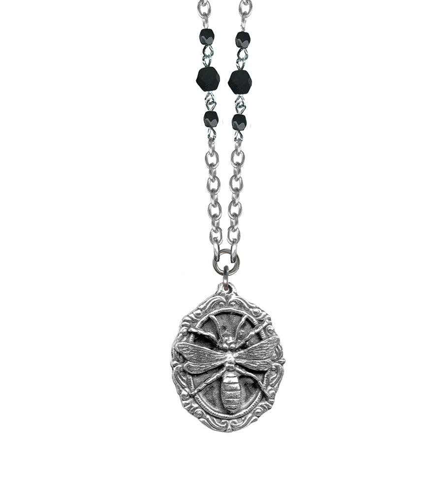 Classic Hardware - Wholesale Pendant/Charm Necklace - Necklace - Rockware With Beaded Chain - Wasp Plaque Pendant2