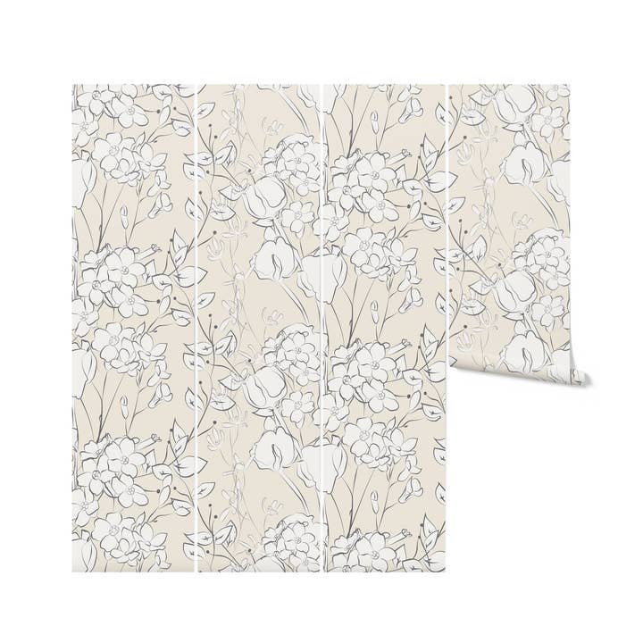 Papier peint Subtle Beauty - Ecru pour la vente par Timberlea