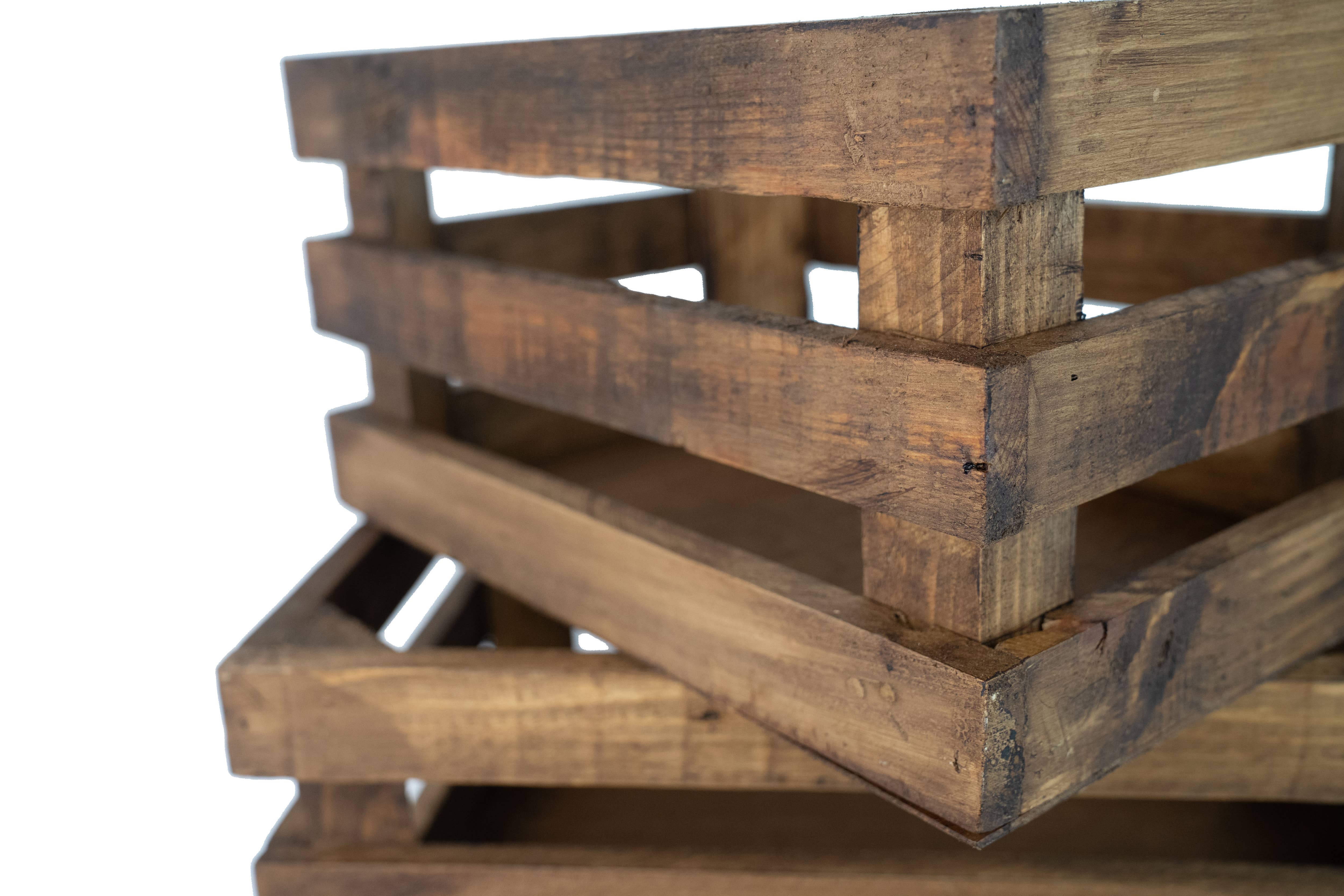 My Amigos Imports - Wholesale Retailer Display - Home & Living - Killian Rustic Wood Crate-Store Display-Set of 3-Brown 9
