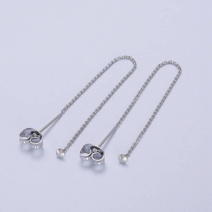 Aim Eternal - Wholesale Dangle Earrings - Gold Filled Cable Rolo Chain Long Threader Earrings in Gold & Silver K-201 K-2041