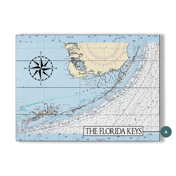 O Gráfico da Área das Florida Keys - Arte de Parede em Madeira e Metal por atacado de Old Wood Signs