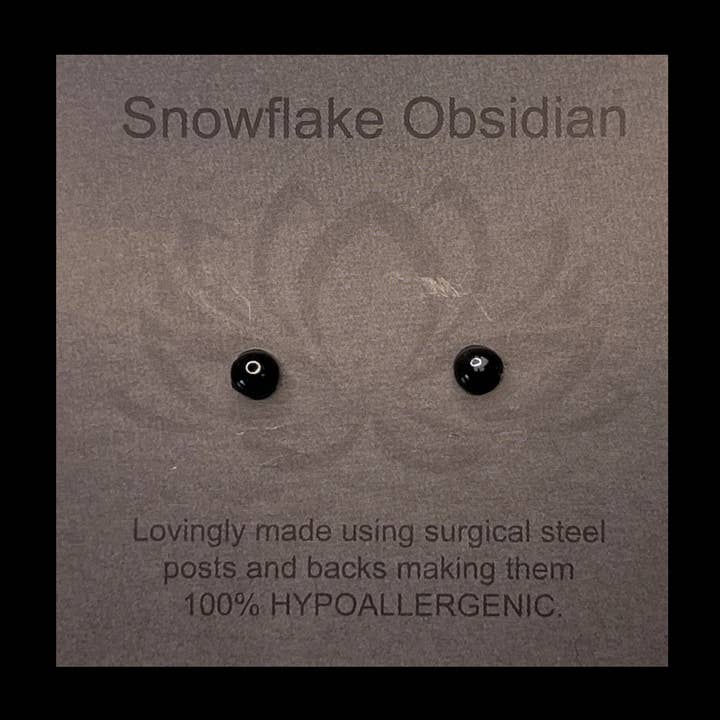 Mini Snowflake Obsidian Gemstone Earrings/4mm Cabochon for wholesale by bits of inspired living