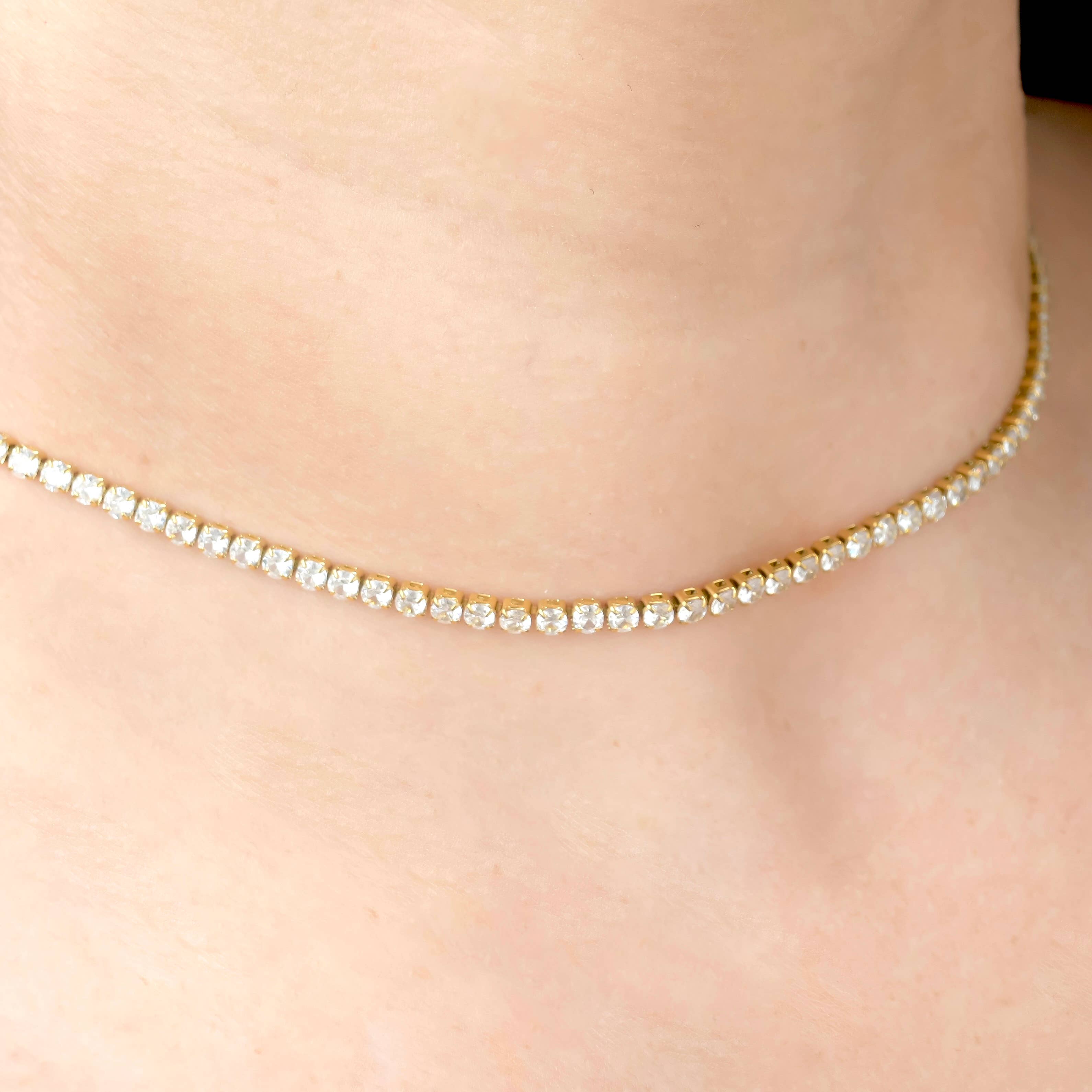 Blueyejewelry - Wholesale Link & Chain Necklace - Tennis Chain Necklace - Waterproof 18k Gold Diamond Choker5