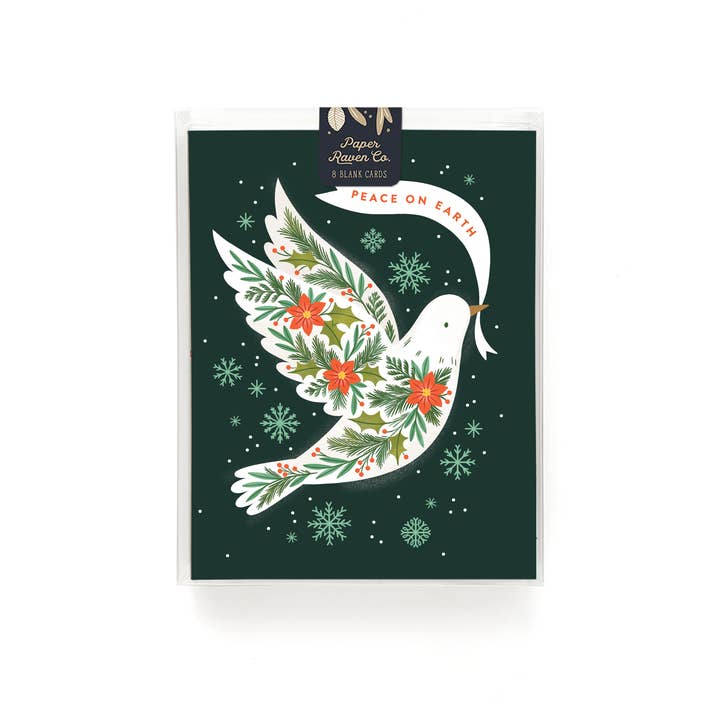 Botanical Dove Holiday Card - Box Set of 8 for wholesale by Paper Raven Co.