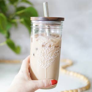Beer Can Glass Gift for Her Custom Designs Iced Coffee 