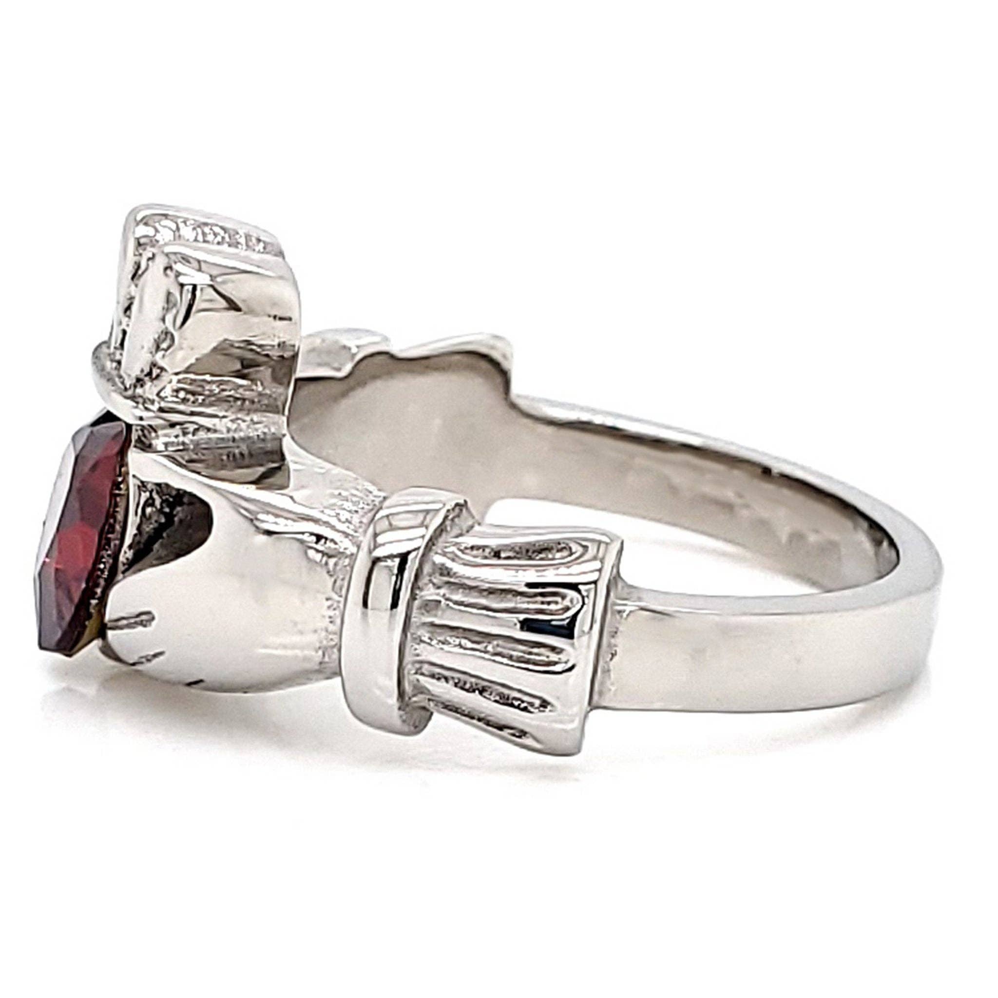 WJW – wholesale Multi-stone ring – White Gold over Brass Claddagh with CZ Birthstone Ring 2