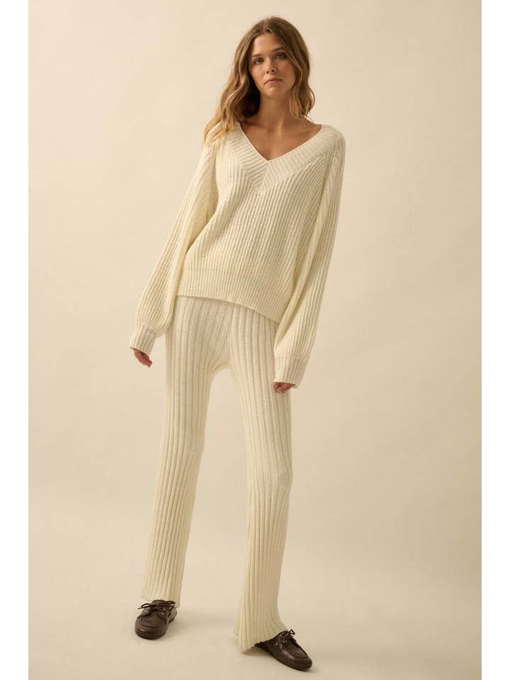 Promesa USA - Wholesale Knit Sweater - Women's - Ribbed Knit V-Neck Loose-Fit Raglan Sweater15