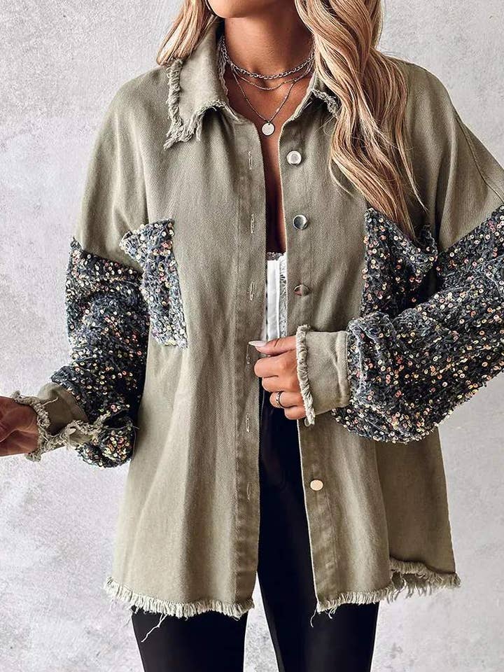 Fashion Combination - Wholesale Jacket - Women's - Sequin Patchwork Oversized Jacket Women – Multi-Color14