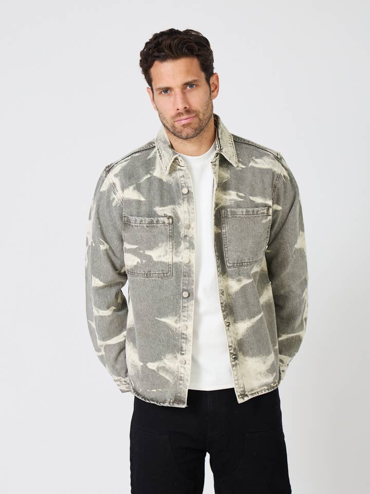 TOP MONDAY - Wholesale Shirt Jacket/Shacket - Men's - Men's Overshirt with Faded Pattern / Abstract Camouflage -4