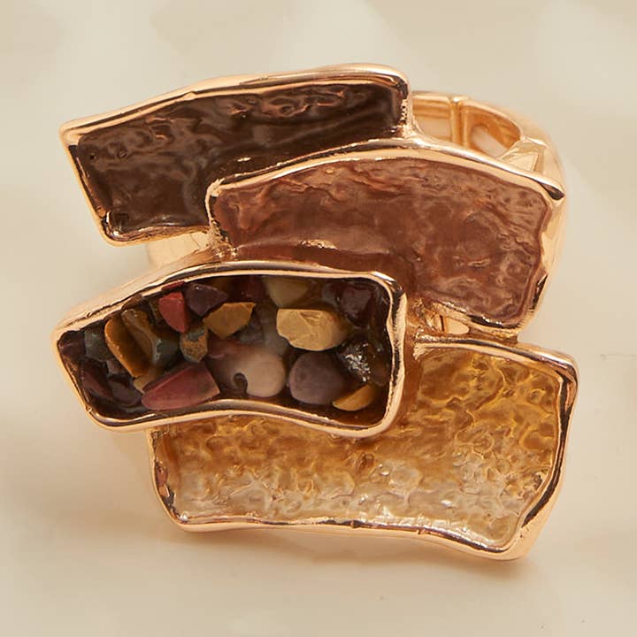 Penelope Brown Enamel Adjustable Stretch Statement Ring for wholesale by Howard's