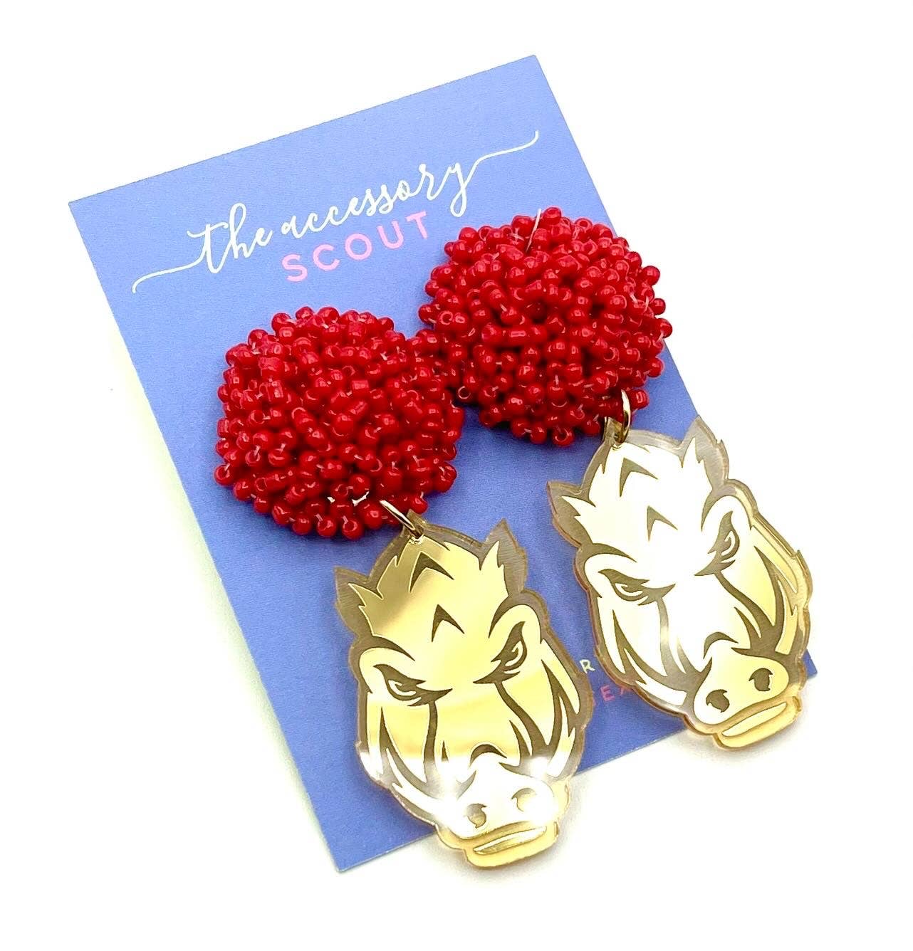 THE ACCESSORY SCOUT - Wholesale Dangle Earrings - Scout Celebration Tailgate Arkansas Razorbacks Earrings3
