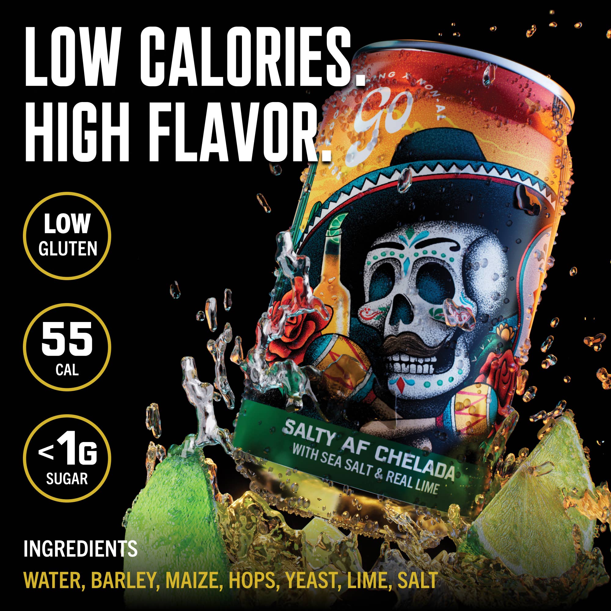 Go Brewing - Wholesale Non-Alcoholic Beer - Go Brewing Salty Lime AF Chelada - 24 Pack A Beer2