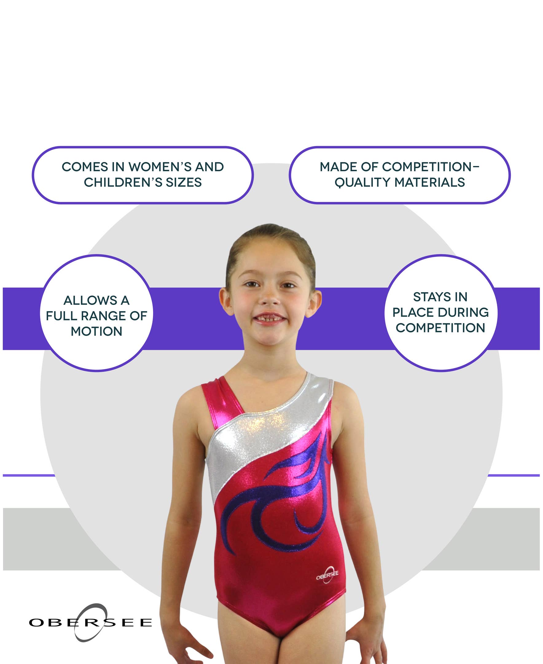 Obersee - Wholesale Lingerie Bodysuit - Women's - Girl's Gymnastics Leotard - Fuchsia3