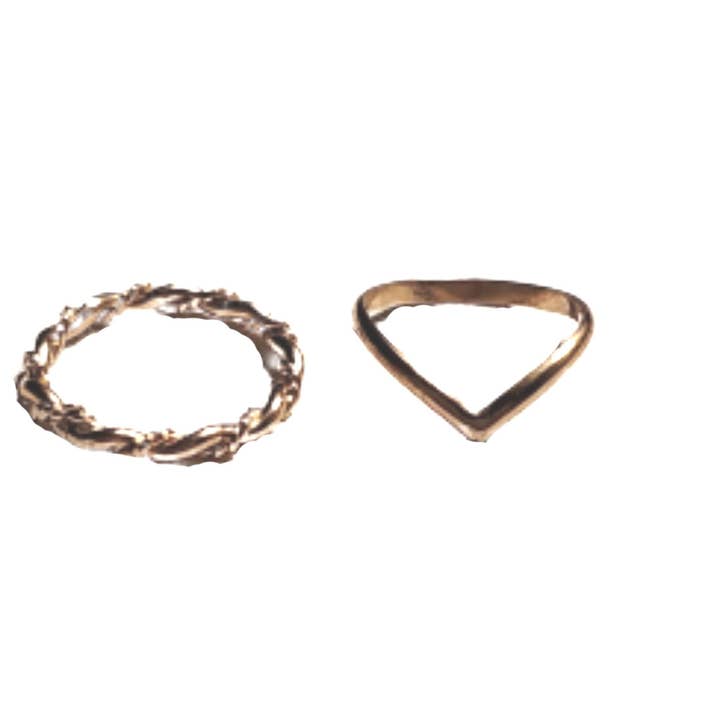 Gold Toe Ring, 14k Gold Filled 2 Rings, Chevron Toe Rings, Braid Twist Toe Ring, Stacked Toe Rings, Adjustable, Sizes 2 To Size 6 for wholesale by CALIFORNIA TOE RINGS