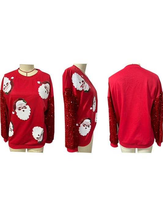Flarix - Wholesale Blouse - Women's - Y2K Festive Graphic Sequin Sleeve Sweater2