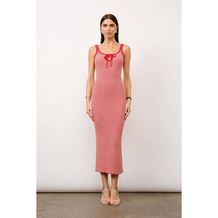 Francesca Striped Tie-Front Knit Maxi for wholesale by Loucia