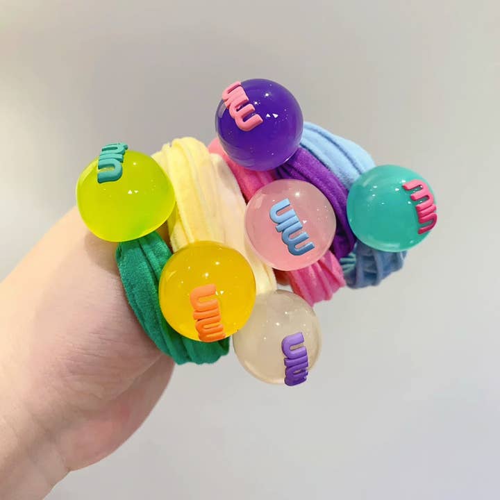 HT1105 Candy-Colored Ball Towel Ring High-Elastic Hair Tie for wholesale by XO Fashion