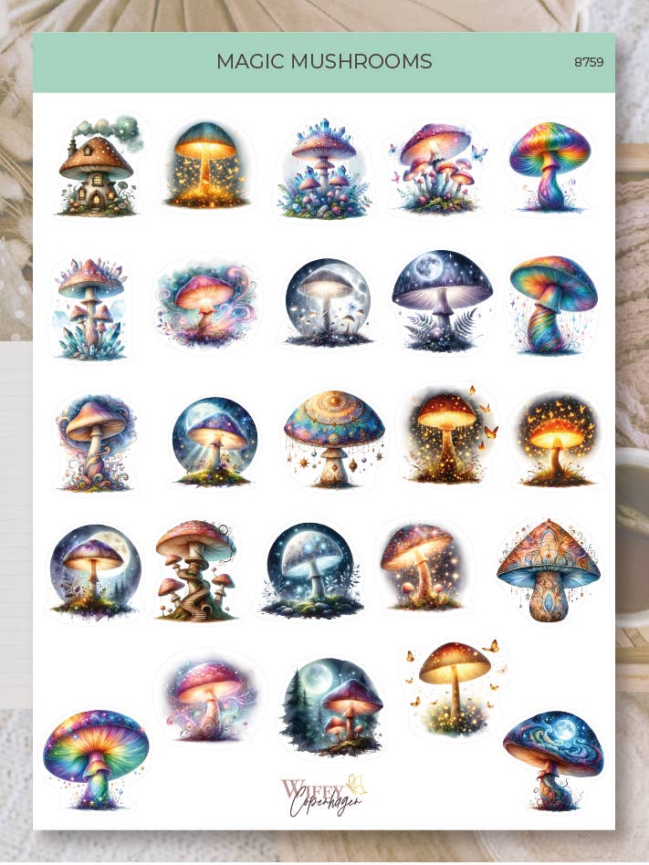 Magic mushrooms | Stickers for wholesale by Plan & Plot Studio