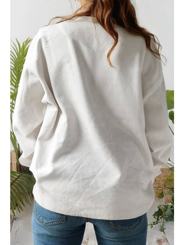 White Pearl Plaid Christmas Tree Patched Sweatshirt for wholesale on Faire1