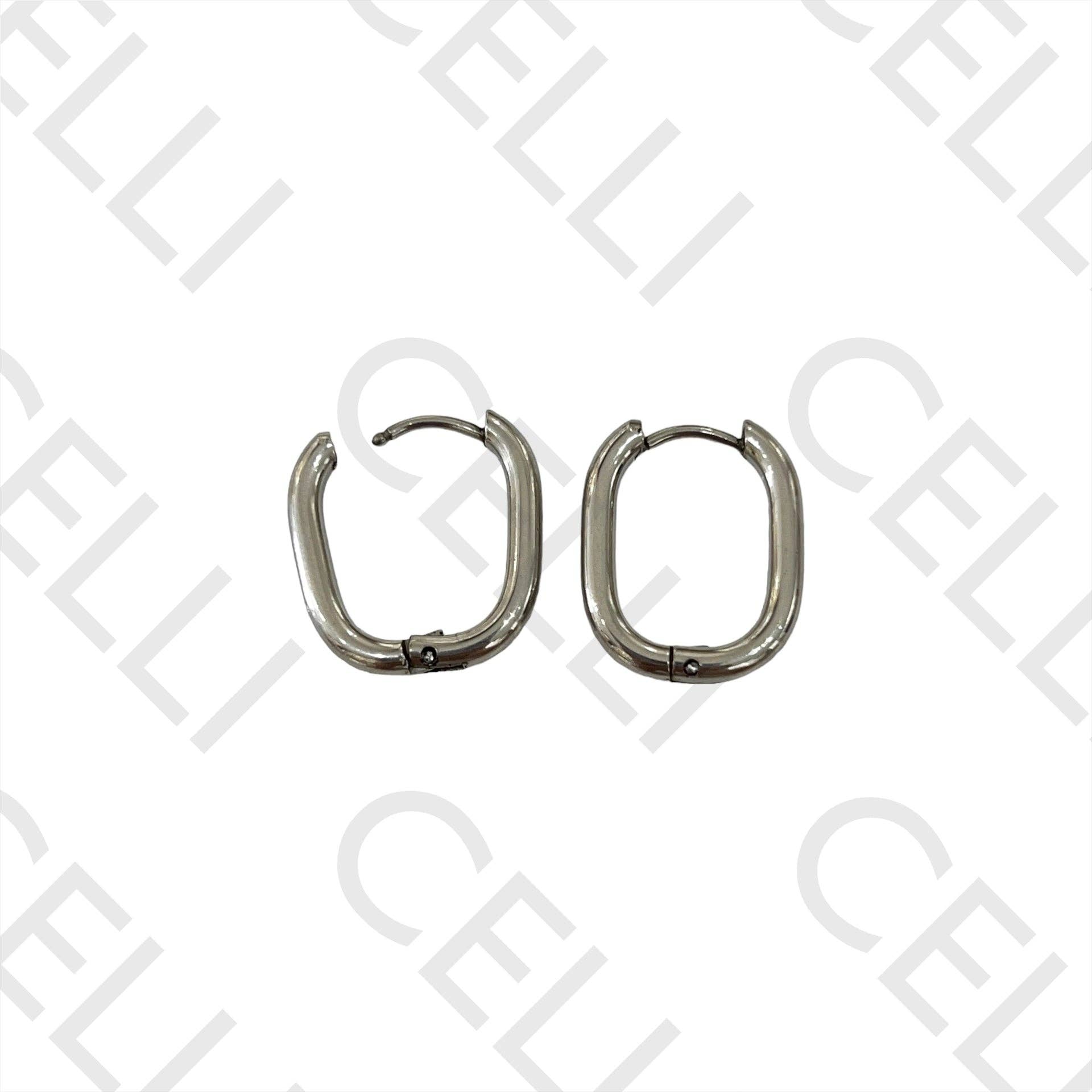 Celli Biju – Brincos de argola por atacado – Brinco Argola de Aço - oval retangular 2.5mm4