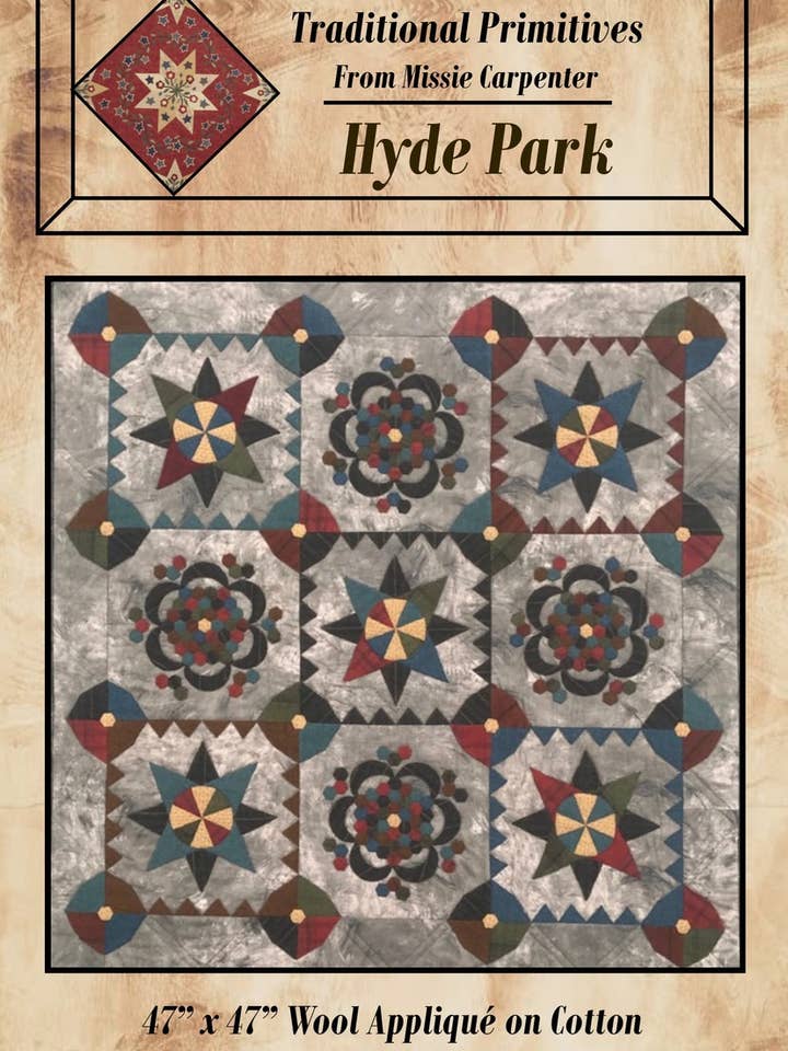 Hyde Park Wool Applique Pattern for wholesale by Traditional Primitives