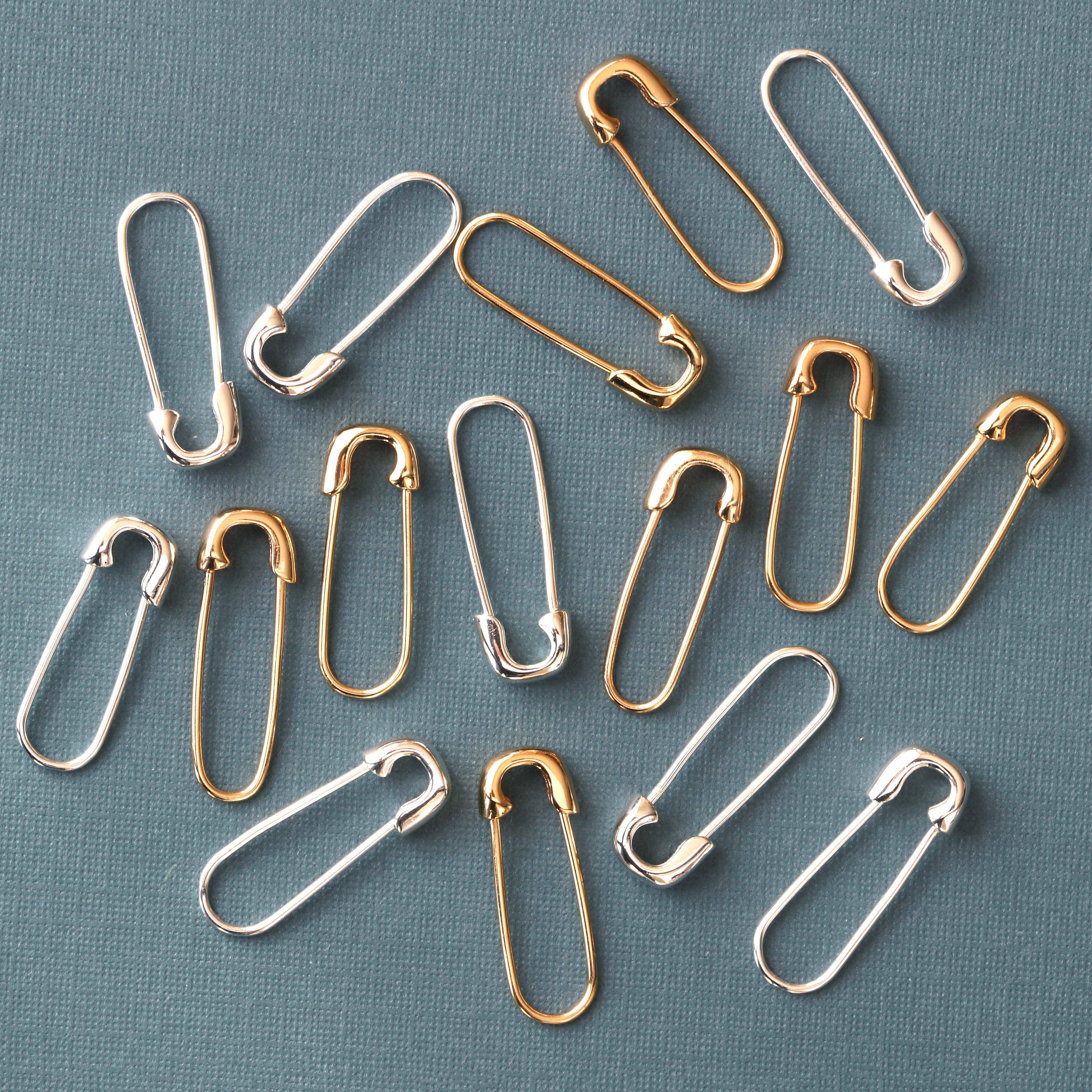 Kris Nations - Wholesale Hoop Earrings - Safety Pin Hoop Earrings 18K Gold Vermeil | Sterling Silver 22mm Length Hoops Nickel Free Hypoallergenic Ships from CA2