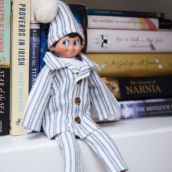 Lee Valley Ireland - Wholesale Doll clothing – Kids - Lee Valley Christmas Elf Pyjamas Set- Blue Ivory Stripe LV20