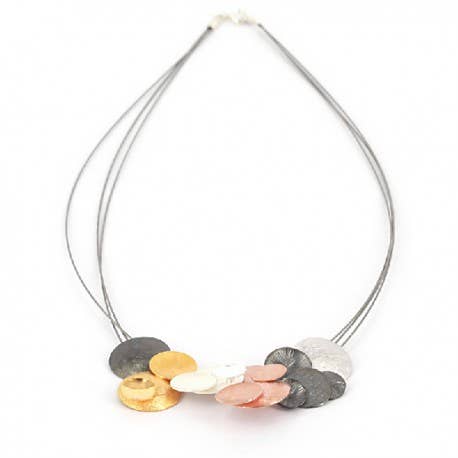 Collar Multicolor rosa Plata oxidada con baño de Oro para venta al por mayor de Korczynski Design Jewellery