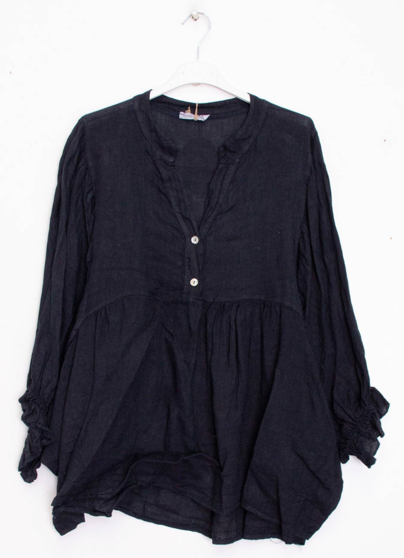 Happy look - Wholesale Blouse - Women's - Puff sleeve linen blouse 0