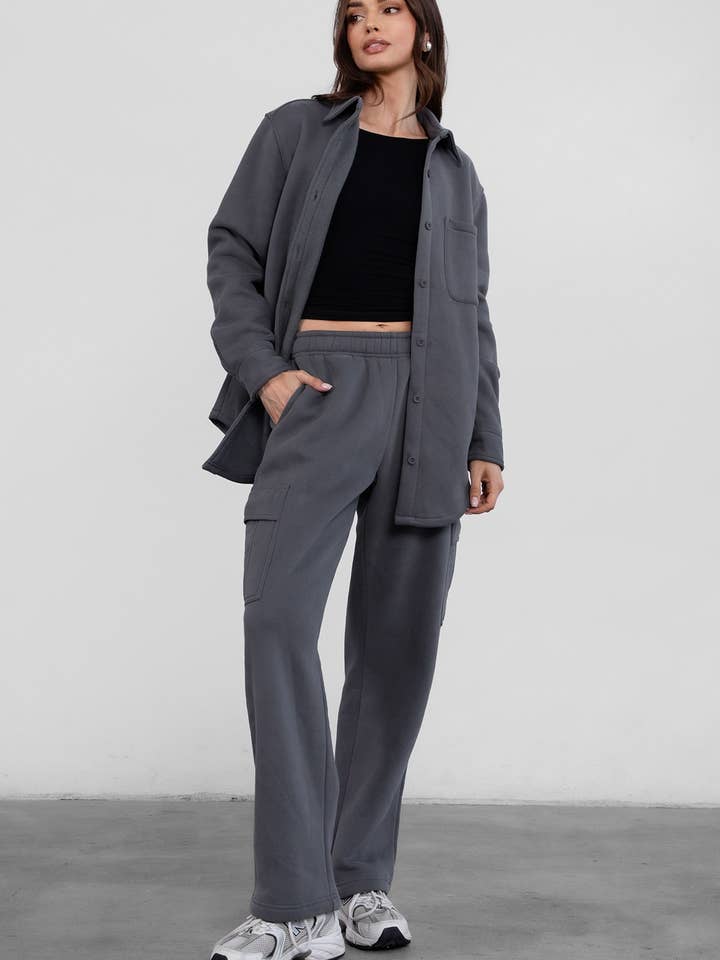 TICTOC - Wholesale Pants - Women's - HANA Essential Mid-Rise Fleece Cargo Pants9