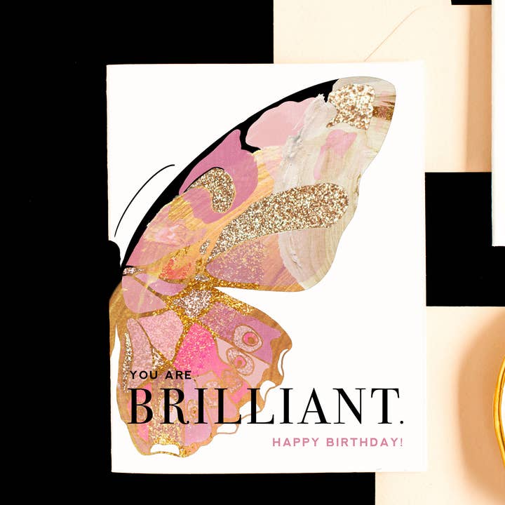 Kitty Meow Boutique - Wholesale Birthday Card - Brilliant Butterfly, Stylish Happy Birthday Greeting Card3