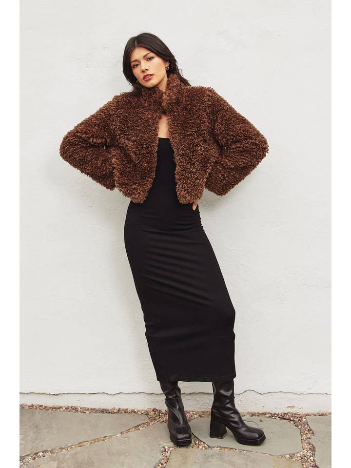 Dress Forum - Vente Veste – femme - Veste courte ouverte en peluche douce Teddy15