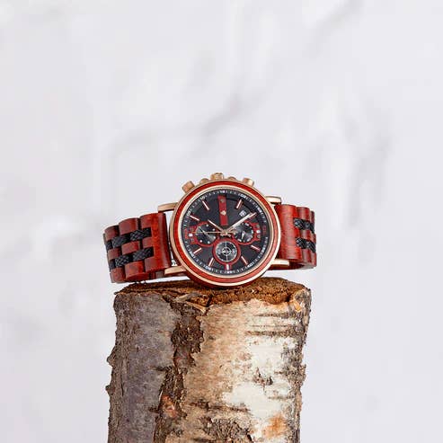 The Redwood - Chronograph Wood Wristwatch for Men - Handmade from Natural Wood for wholesale by The Sustainable Watch Company