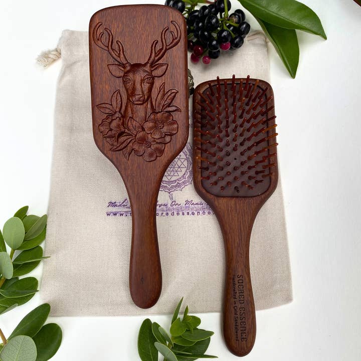 DEER Scalp Massage Brush in Golden Sandalwood for wholesale by The Sacred Essence