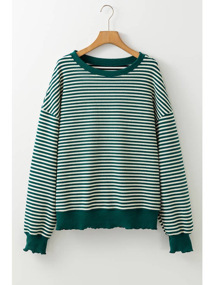 LA Society - Wholesale Knit Top - Women's - Stripe Loose Drop Shoulder Long Sleeve Top14