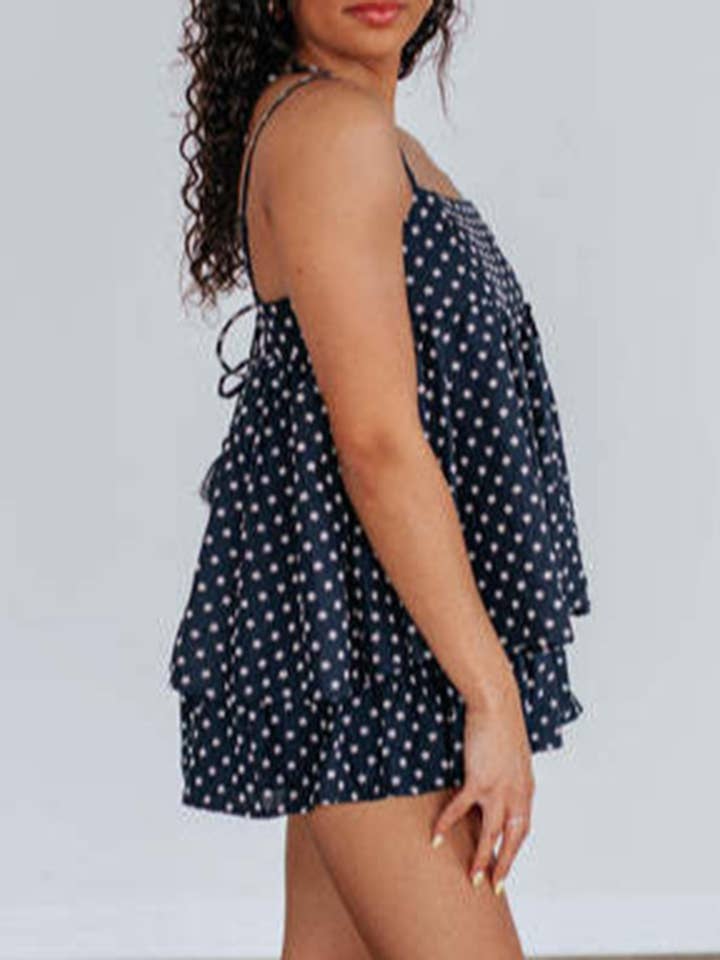 BLUE Floral Print Sleeveless Romper for Casual Outings for wholesale on Faire1