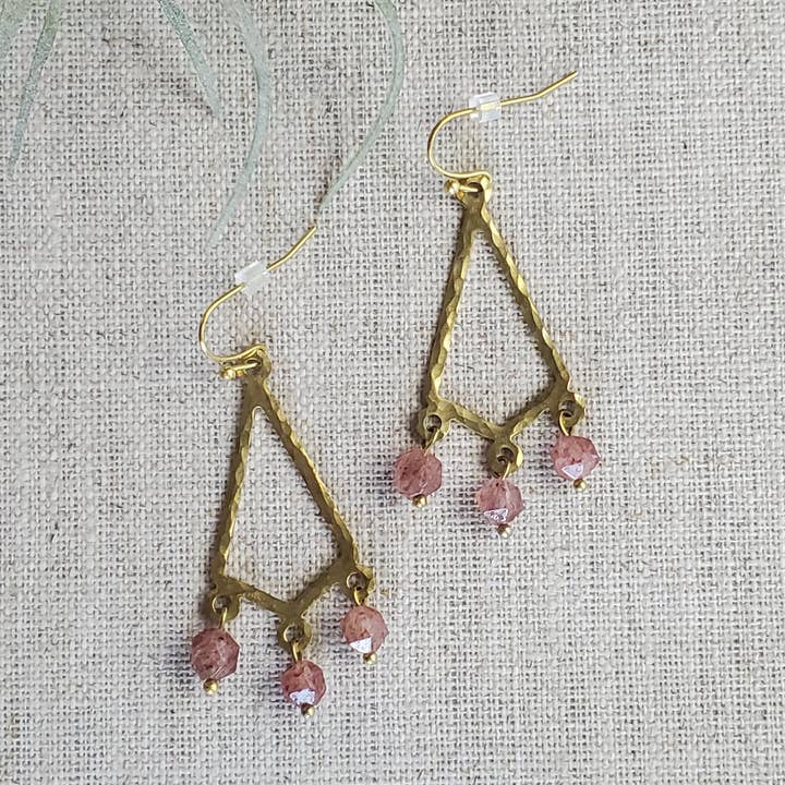Nova Earrings - Strawberry Quartz for wholesale by MAJ